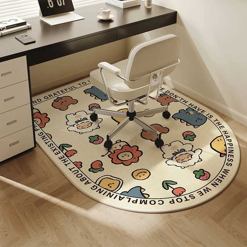Chair Floor Mat Round Bedroom Dressing Table Carpet Beige Stripe Decoration Study Gaming Chair Swivel Chair Desk Rug Tapete C250913