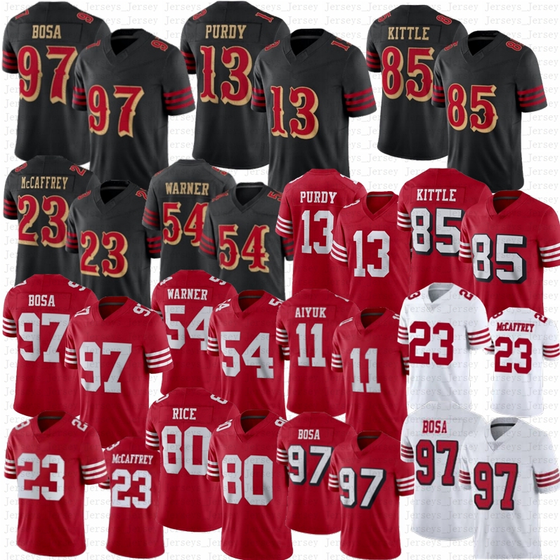 2025 New Brock Purdy Christian McCaffrey George Kittle Football Jersey Nick Bosa Mykel Williams Warner Rice Joe Montana Aiyuk Ricky Pearsall