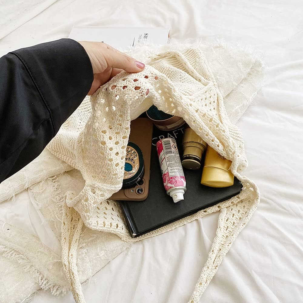 Crochet HandBags Hobo Knitted Tote Bag Aesthetic Summer Purses for Women Crochet Beach HandbagW250913