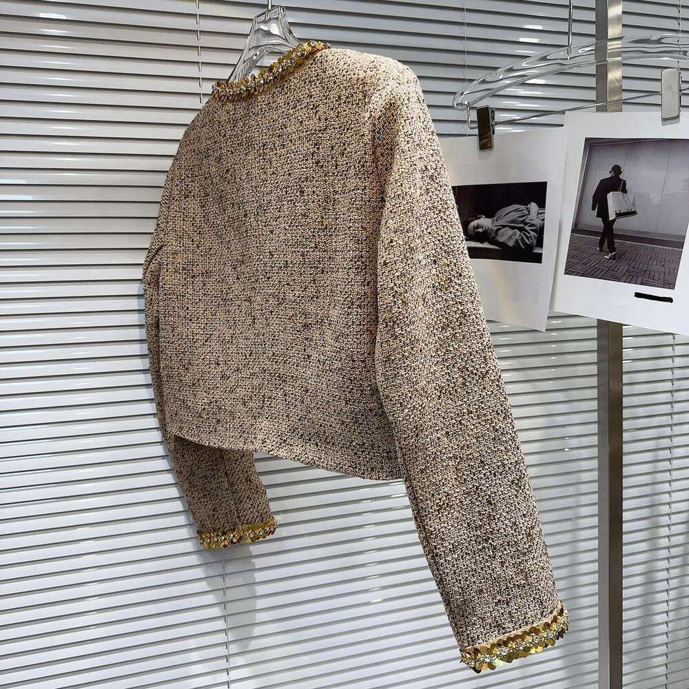 DHEssentials Sequin Street Style Tweed Chanel Outerwear Set for Women 2025 Autumn New High Waist Half Short Skirt