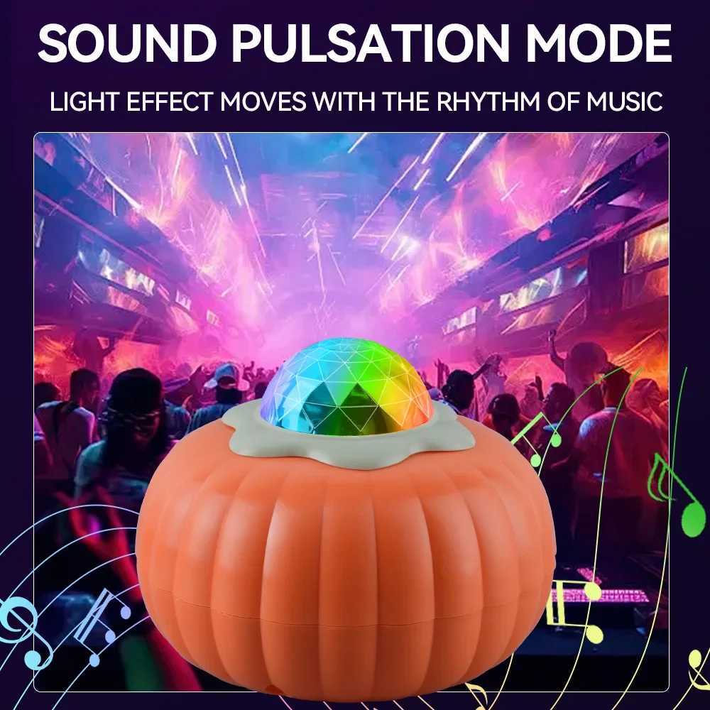Pumpkin Water Ripple Galaxy Projector Light LED Night Lamp USB Rechargeable Remote Control Music Sync Room Party Halloween Decor C250913