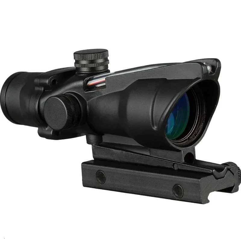 4x32 Scope Prism Scope Real Red Fiber Optic Chevron Scope Red Dot Illuminated Etched Reticle Tactical Scope BlackW250913