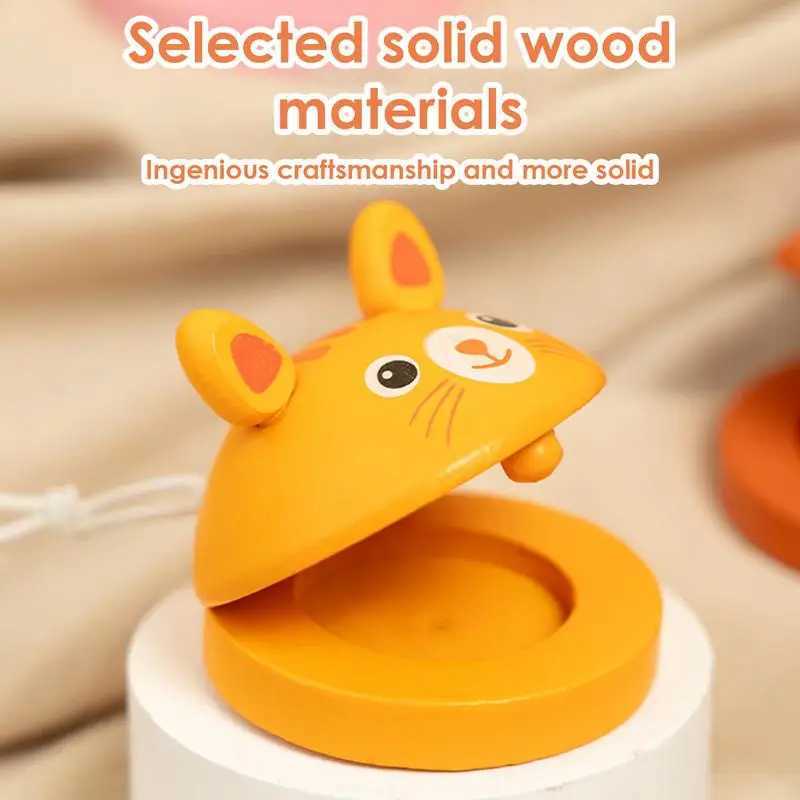 Kids Cartoon Wooden Castanets Music Instruments Baby Clapper Handle Musical Instruments Toys Educational Toys For Children C250913