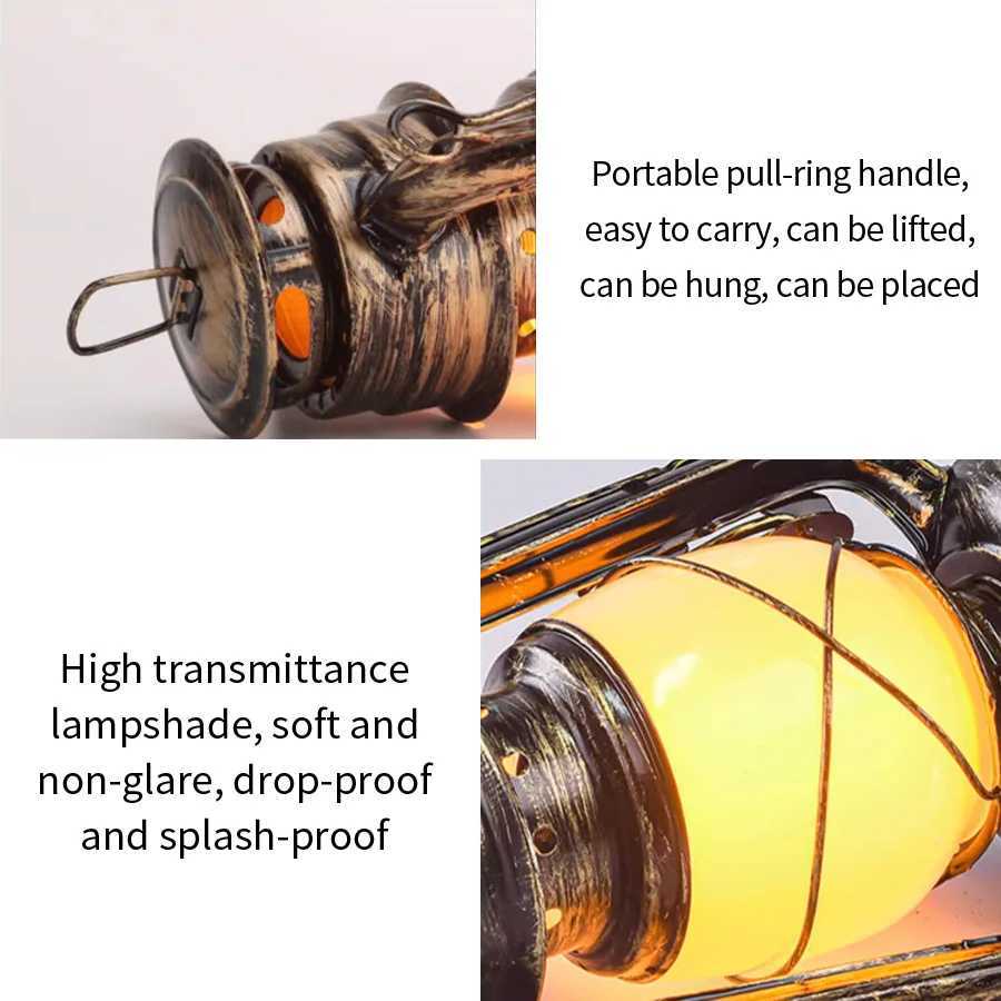 Retro Portable LED Horse Lantern Lamp Rechargeable Hanging Camping Lights 3 Lighting Modes Camping Lamp Waterproof Tent Light C251122