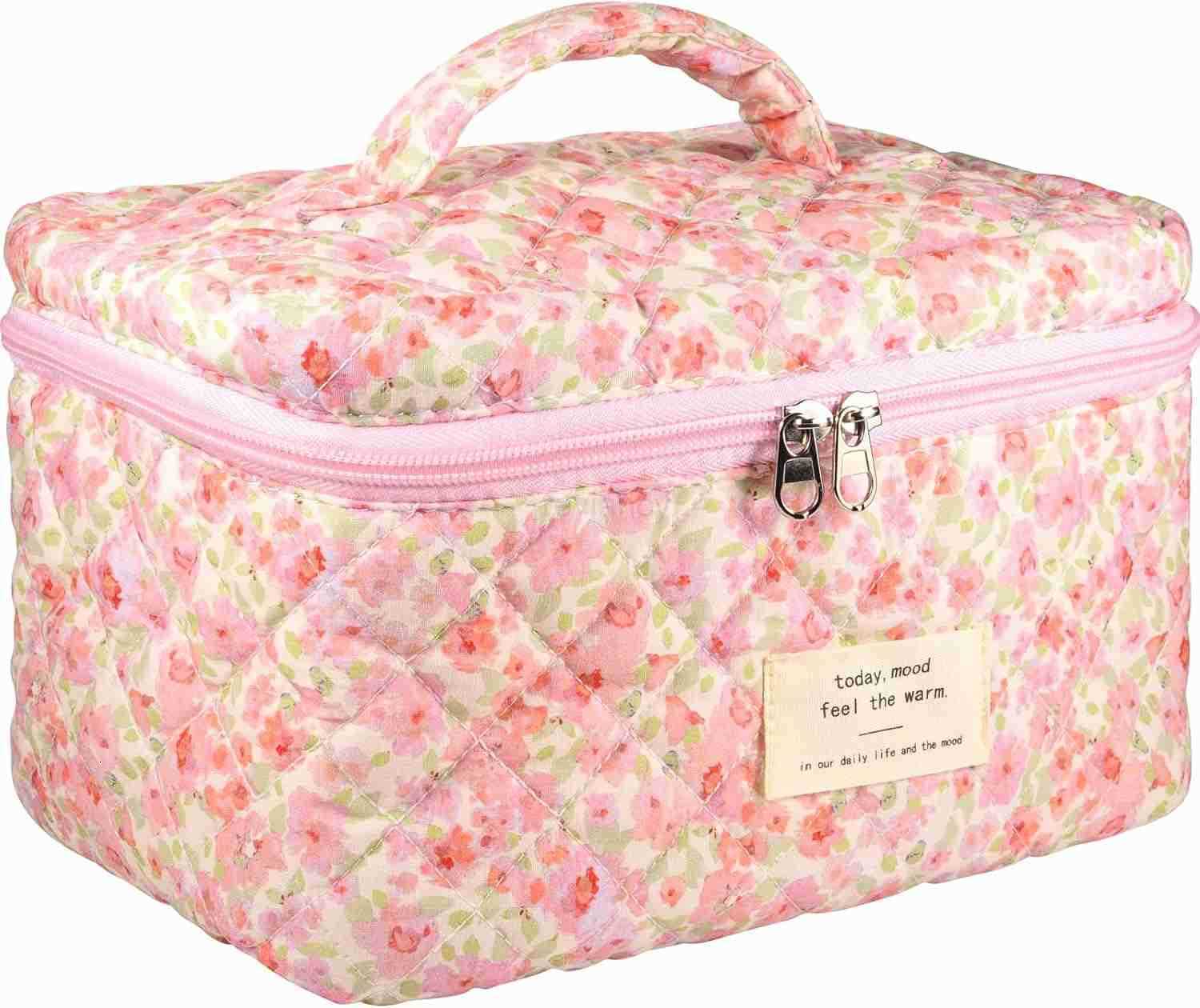 Makeup Bag Large Capacity Cute Cosmetic Bags for Women Floral Coquette Aesthetic Patchwork Travel Toiletry Make Up Organizer BagW250913