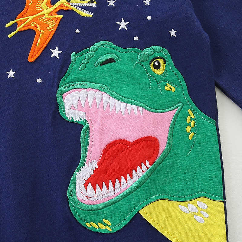 Autumn Children's Set Fashion Dinosaur Embroidery Crew Neck Boys' Sweatshirt Set Knitted Cotton Children's Long Pants