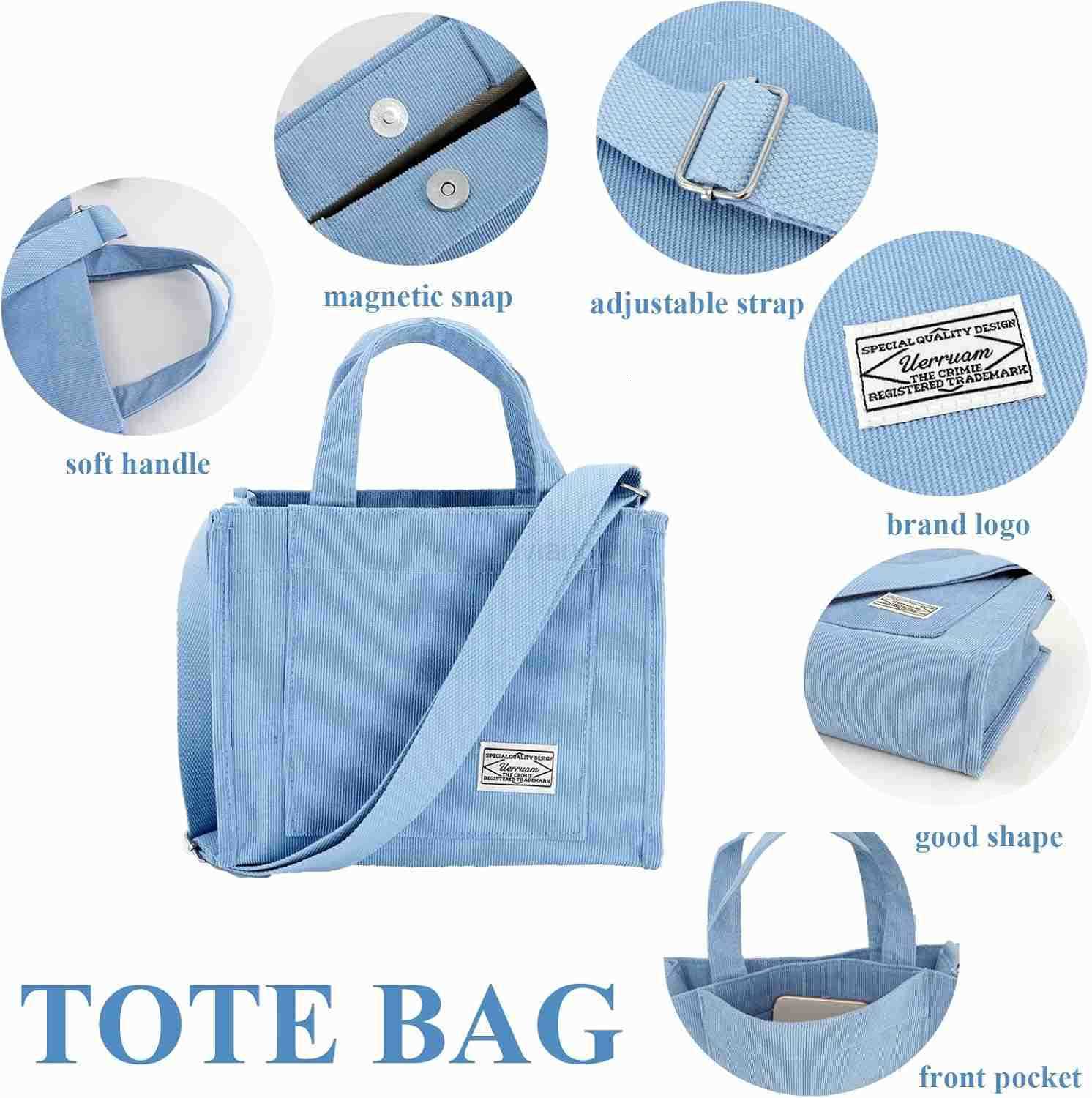 Corduroy Tote Bag for Women Work Crossbody Purse for EverydayCollegeTravelLightweight Handbag Adjustable StrapW250913