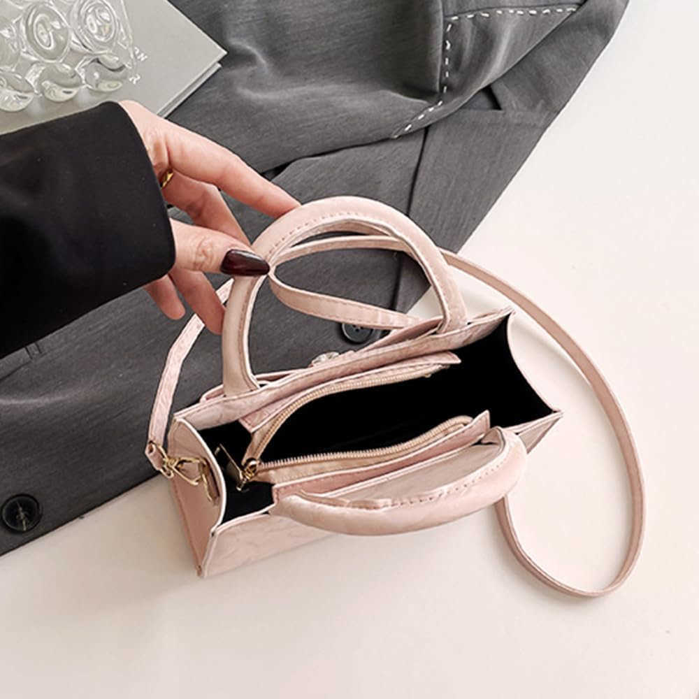 Ladies Bow Handbag with Crystal Heart Detail PU Leather Small Crossbody Purse with Top HandleW250913
