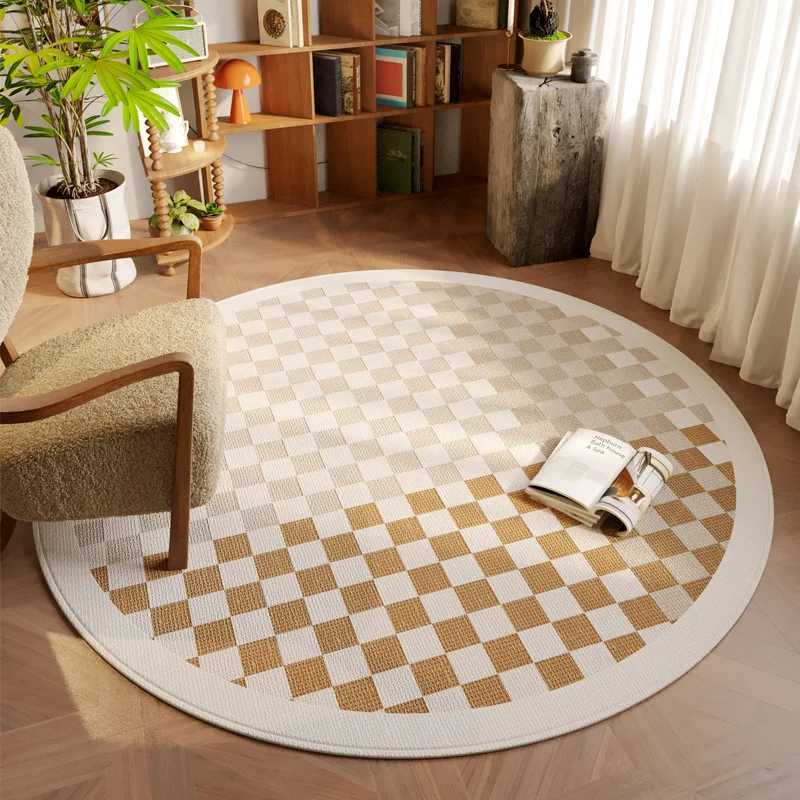 VIKAMA Round Rugs Premium Feeling Light Luxury Bedroom Living Room Dresser Cloakroom Chair Mats Vintage Floor Mats Home Decor C250913