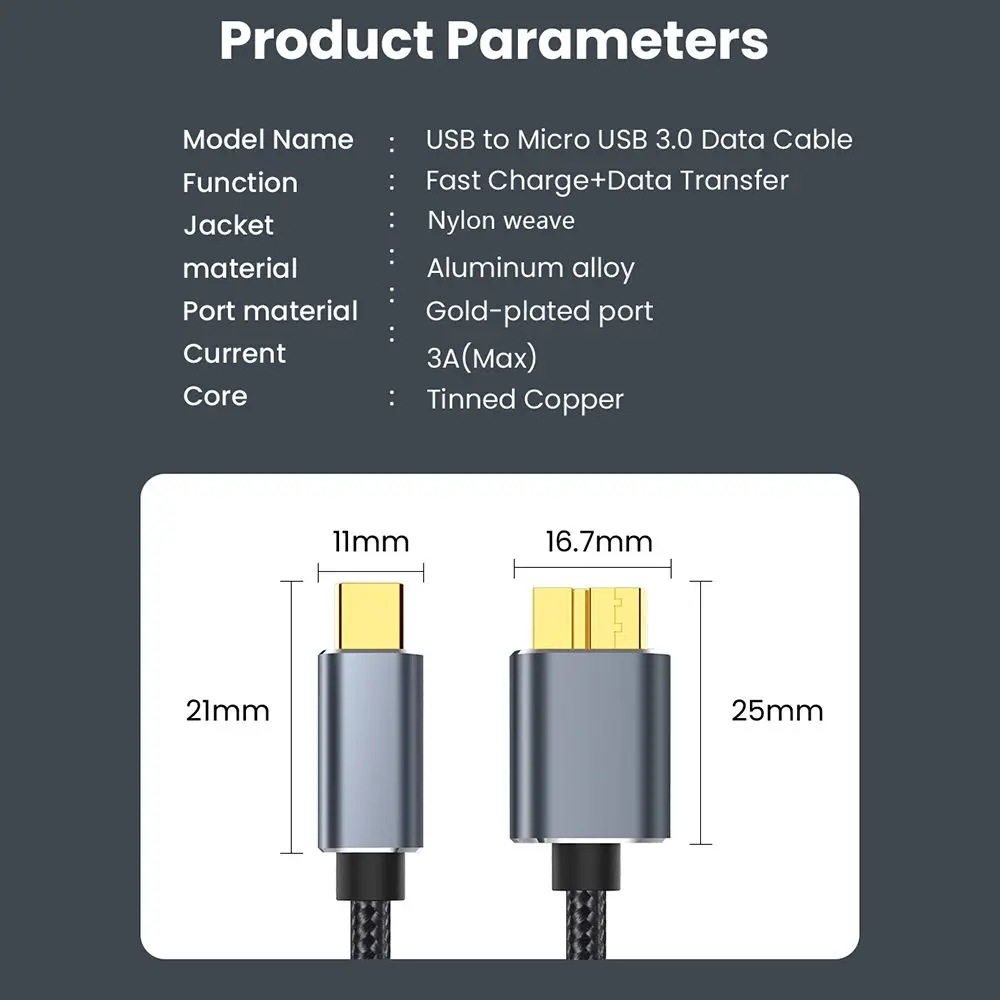 USB C to Micro B 3.0 Cable 5Gbps Type C Male to Micro B Male Super Fast Data Transfer Extension Cable For MacBook Laptop Phone