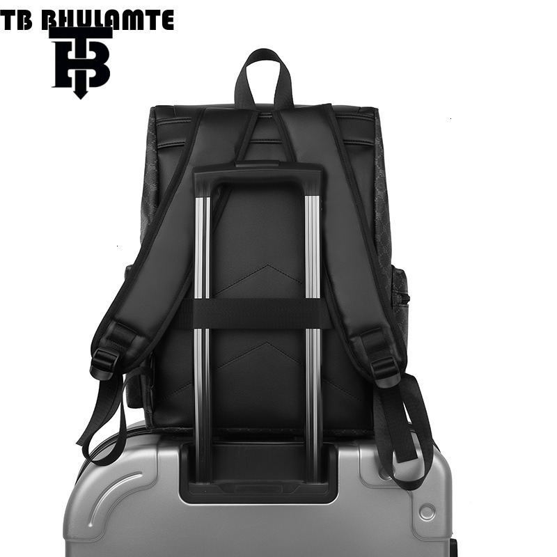 TB BHULAMTE Luxury Designer Men's Checkered Commuter Leisure Backpack Large Luxury Bag Capacity Business Travel Work Laptop Bag