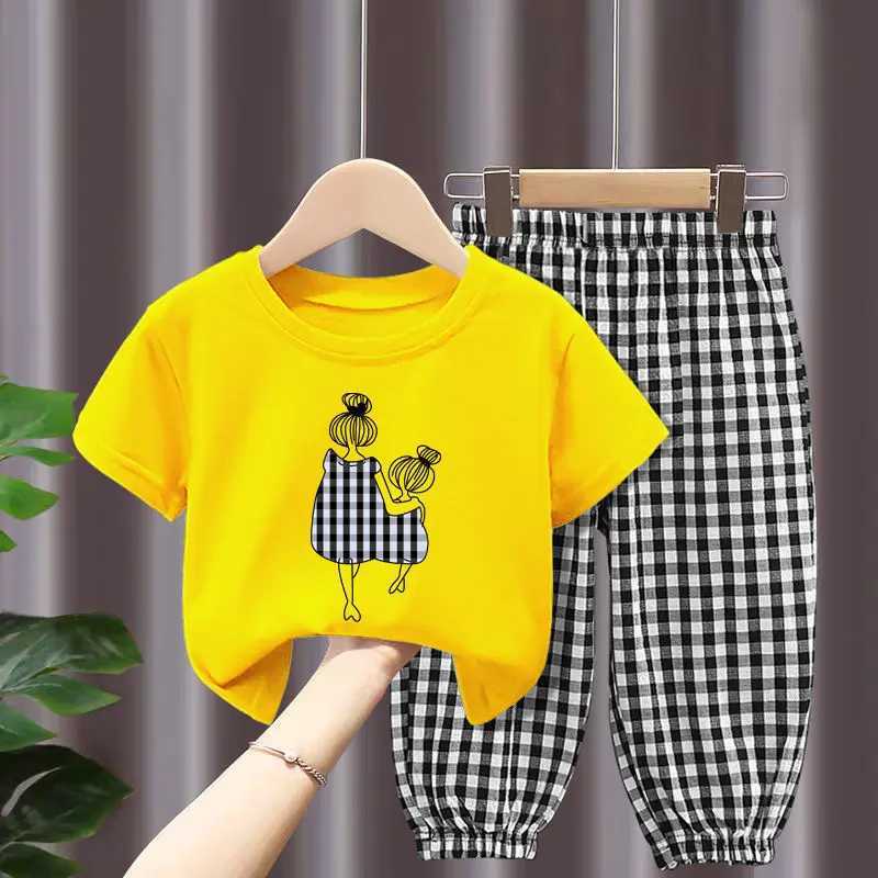 Summer Sets Childrens Clothing Girls Mother Kids Toddler Clothes Cute Fashion Cotton Tshirt Top Pants 2pcs Baby Girl Clothes C250913