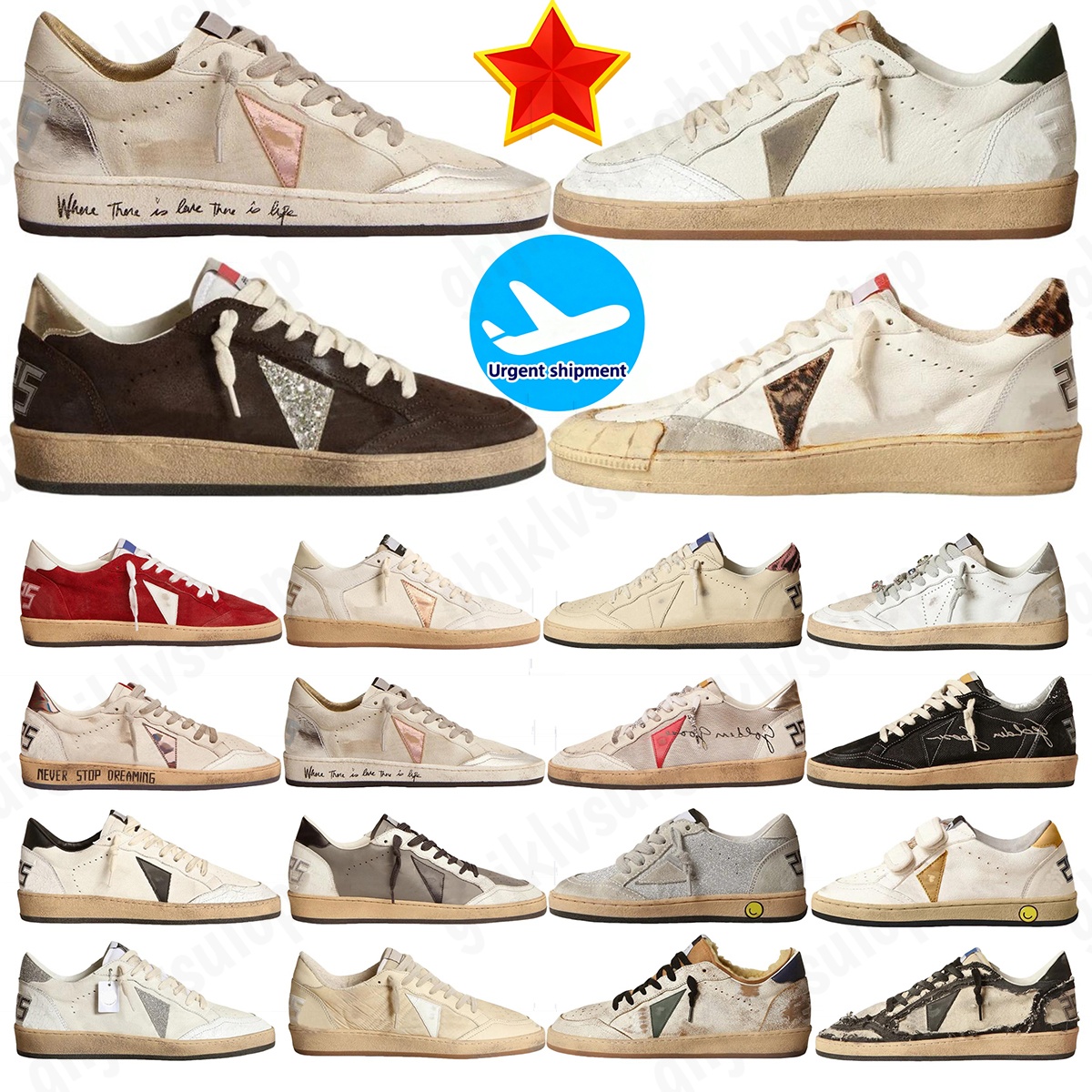 Designer Star Shoes Golden Style Italy Dirty Old Do-Old Retro Casual Sneakers Classic White Sequin Leather Tennis Running Shoes for Men and Women