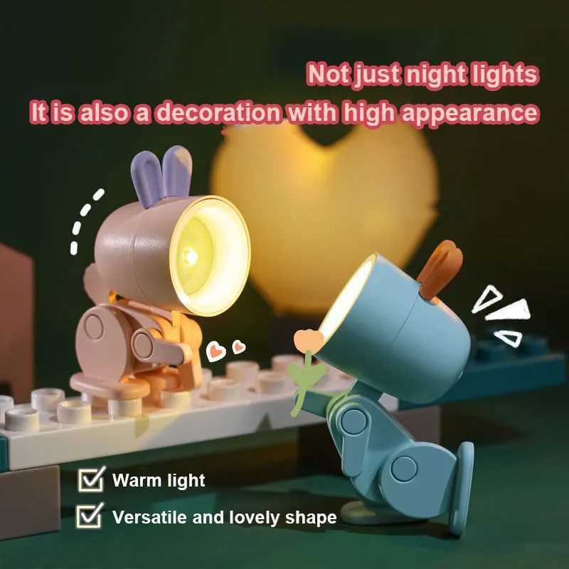 LED Night Light Mini Folding Desk Lamp DIY Animal Action Ornament Cute Pet Lights Dog Deer Dinosaur Rabbit Night Light C251122