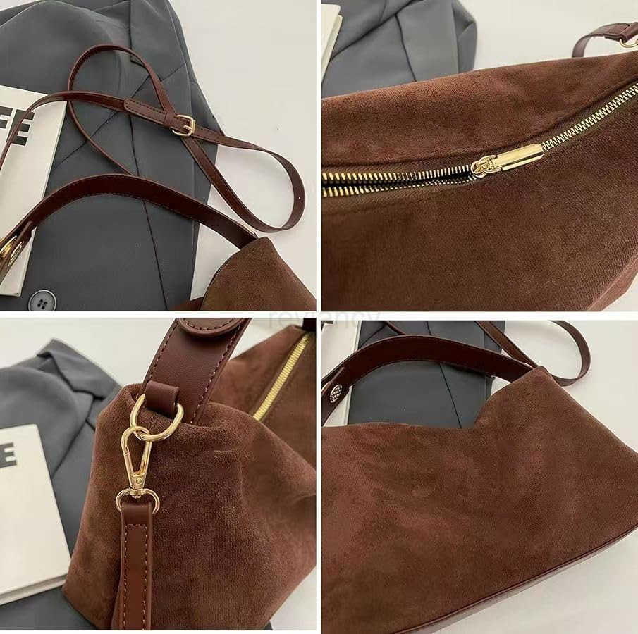 Women Slouchy Suede Satchels Shoulder Bag Faux Suede Hobo Bags Crossbody Phone Purse TopHandle Tote Handbag PurseW250913