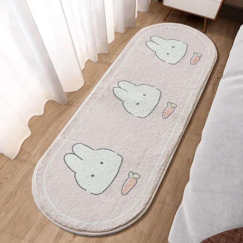 Cartoon Faux Lamb Wool Bedroom Bedside Rugs Lovely Rabbit Pink Bed Area Carpet Soft No Icy Feet for Girls Children Bed Room Rug C250913