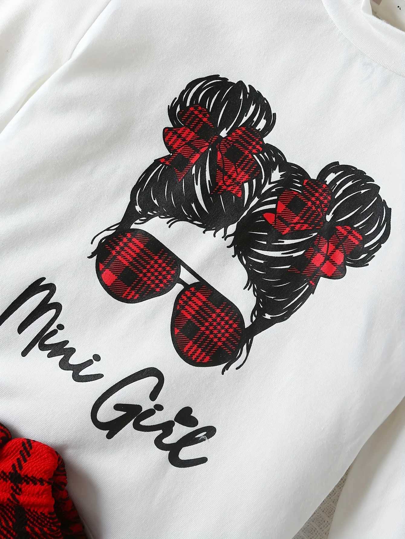 Girls Skirt Suit Spring Fall LongSleeved Bottoming Shirt Medium and Large Childrens Girls Top Plaid Skirt TwoPiece Set C250913