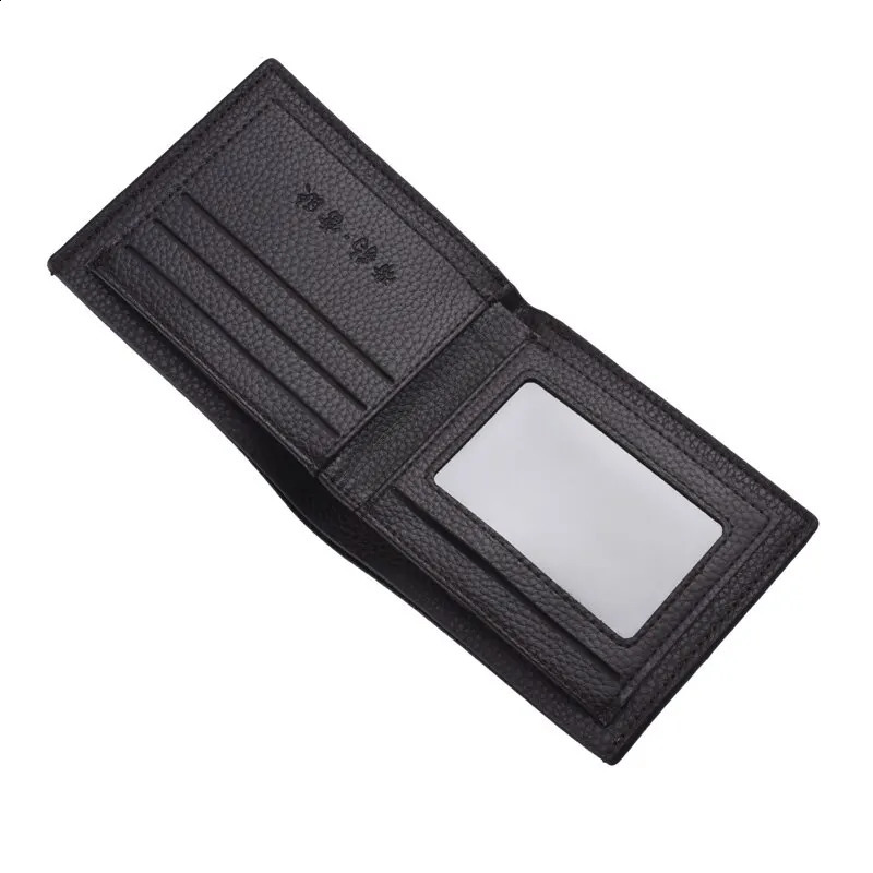 Men Short Purse Lychee Print English Casual Style Zipper Credit Card Wallet 250912