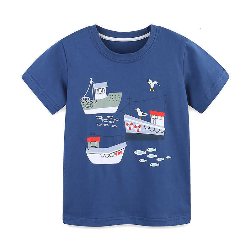 Boys' Short Sleeve T-Shirt Summer New Cartoon Print Baby Top Knitted Cotton Fashion Children's T-Shirt