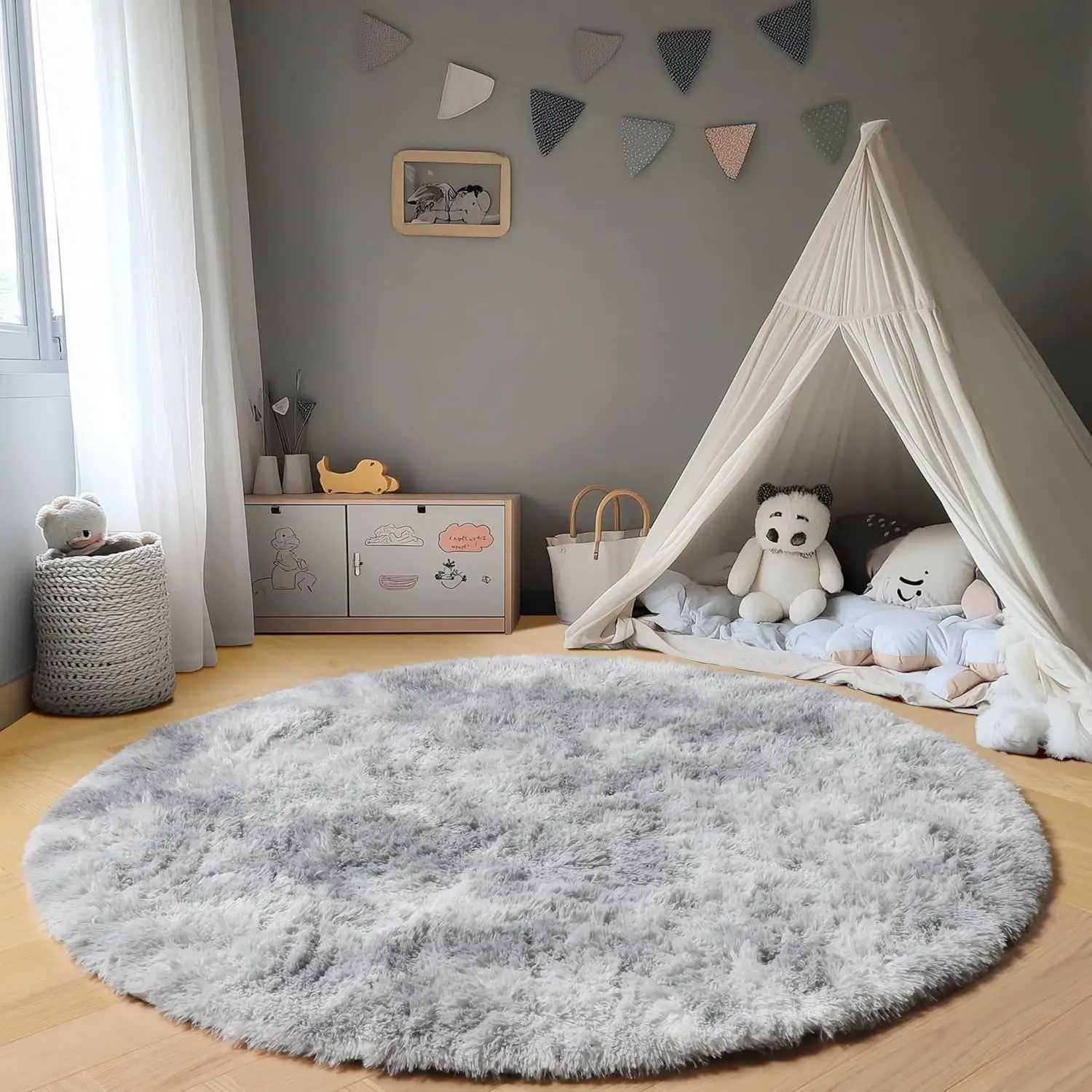 Soft Silky Carpet Round Fluffy Sofa Area Rug for Living Room Kids Bedroom Shaggy Floor Mats Warm Home Decoration Pet Mat Gray C913 H260226