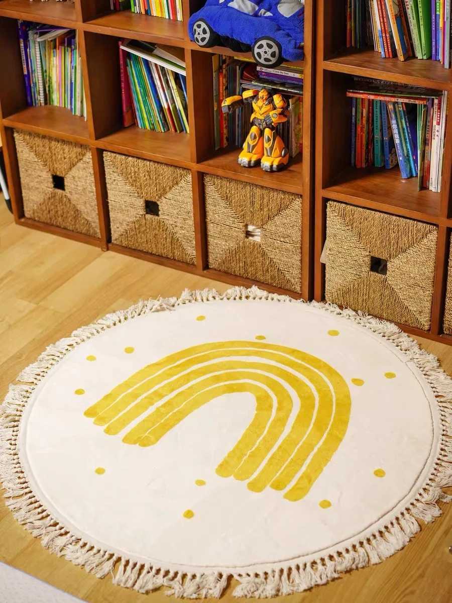 VIKAMA Cartoon Fresh Imitation Cashmere Washed Back Carpet Childrens Room Bedroom Swivel Chair Easy Care Carpet Home Decoration C250913