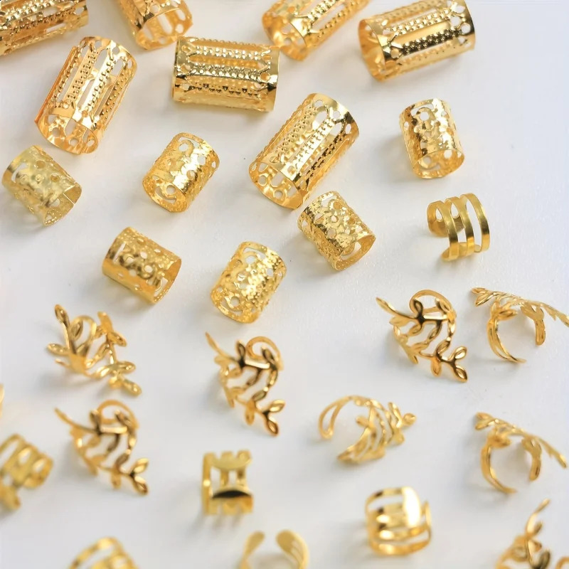 40pcs Dreadlock Hair Rings Adjustable Cuffs Clip Braids Dirty Bead Hairpin hair accessories Headwear for women Girls 250912