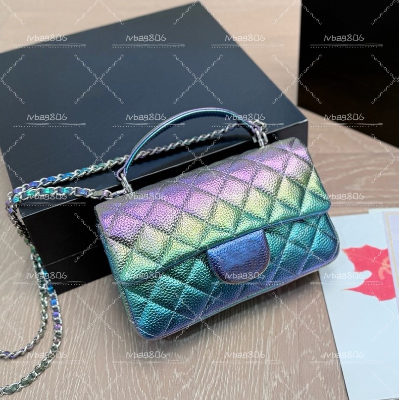 Womens Mini Square Bag Real Leather Medium Lambskin Quilted Purse Small Double Flap Black Shouler Box Bag Luxury Designer Maxi Chain Strap HandBag