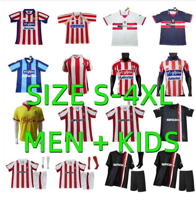 2025 2026 SPORTING GIJON Soccer Jerseys camiseta de futbol 24 25 26 Soccer Jerseys 01 02 08 09 86 87 2001 2002 1986 1987 1994 1995 vintage P.GARCIA KRAVETS men kids kit set