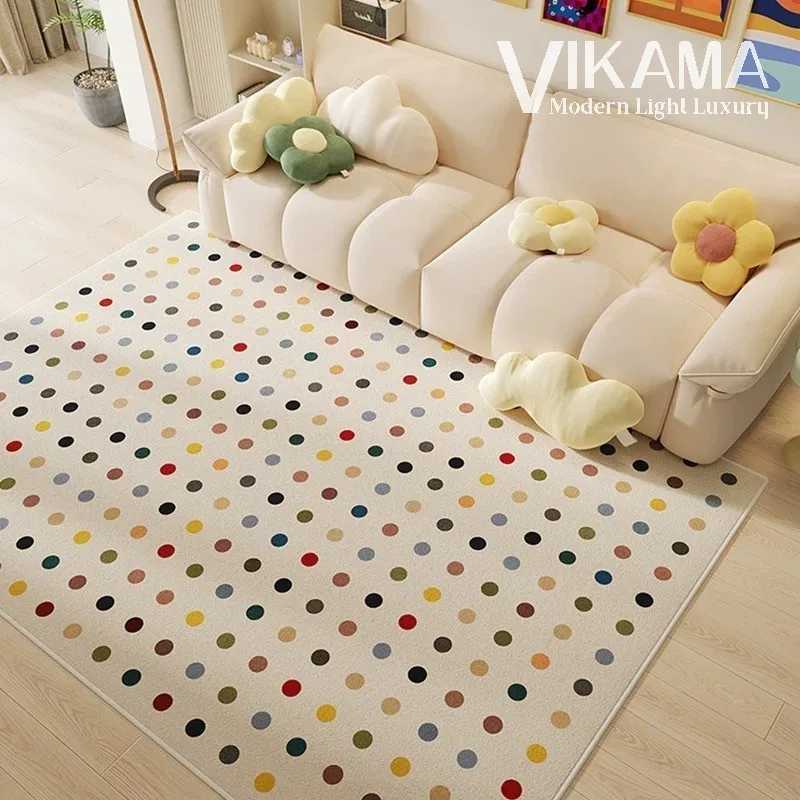 VIKAMA ins Style Color polka dot Living room Simple Art Deco carpet Nordic girls Bedroom sofa headboard Warm home decor floormat C913 H260226