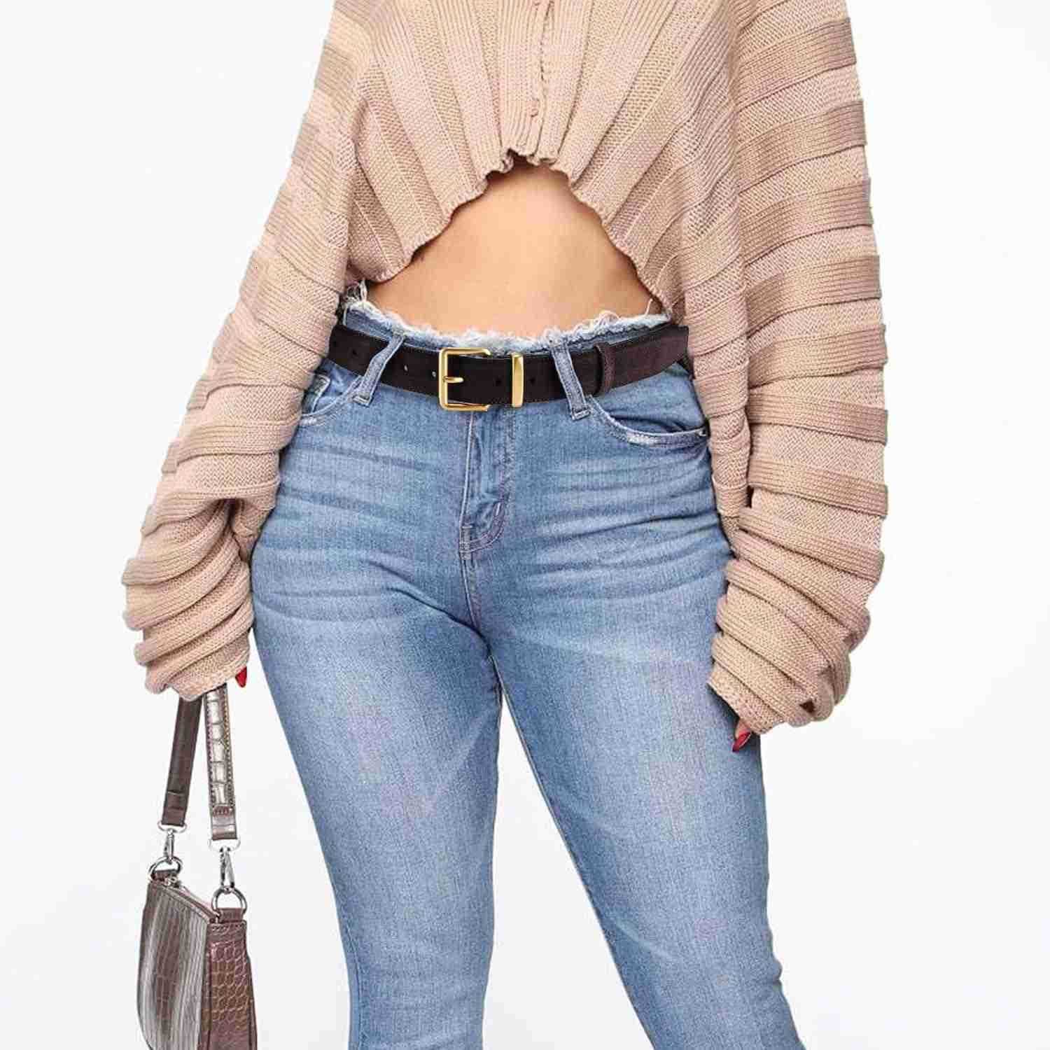 Wide Suede Belt Women Genuine Leather Ladies Waist Belt for Jeans Dress Casual Square Gold BuckleY260117