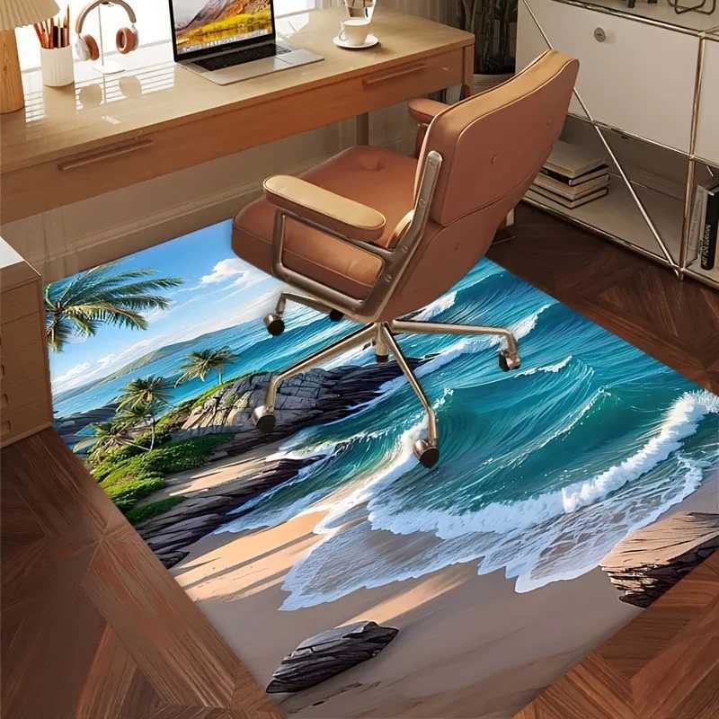 1pc Beach Rug 1pc NonSlip Beach Print Rug 800gsq Crystal Velvet Washable Polyester Coastal Landscape Design for Living R C250913