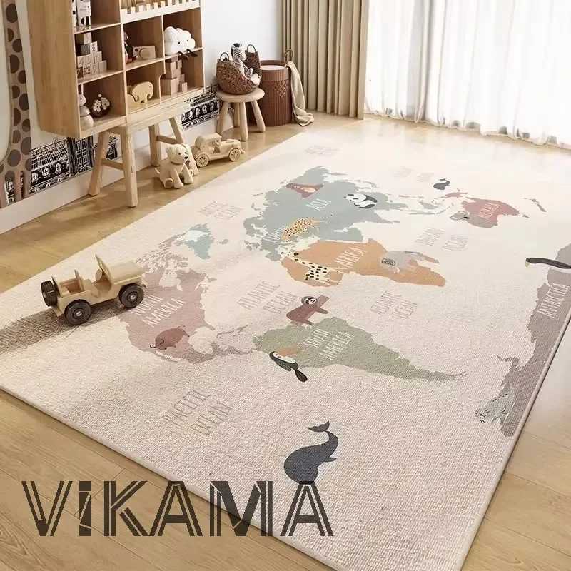 VIKAMA 20 Upgraded Material Childrens Play Carpet Room Living Room Bedroom World Map Space Rug Washable Mat Home Decor C250913