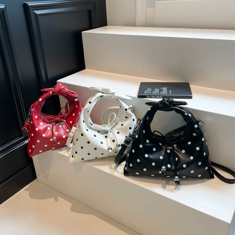 TB BHULAMTE Designer Korean INS Style Polka Dot Women's Handbag Fashion Luxury Crossbody Bag Bow Shaped Handle Detachable Shoulder Strap Special 