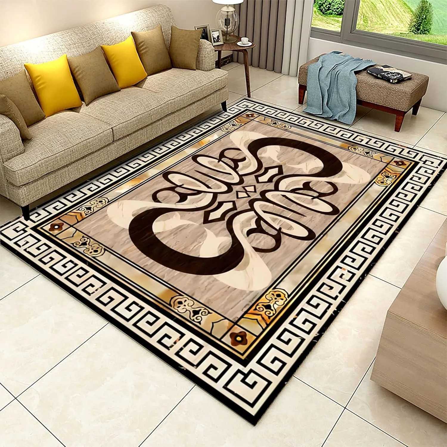 Black Gold Marble Area Rug Modern Abstract Geometric Rug NonSlip Soft Floor Carpet Decor for Home Living Room Bedroom Office C250913