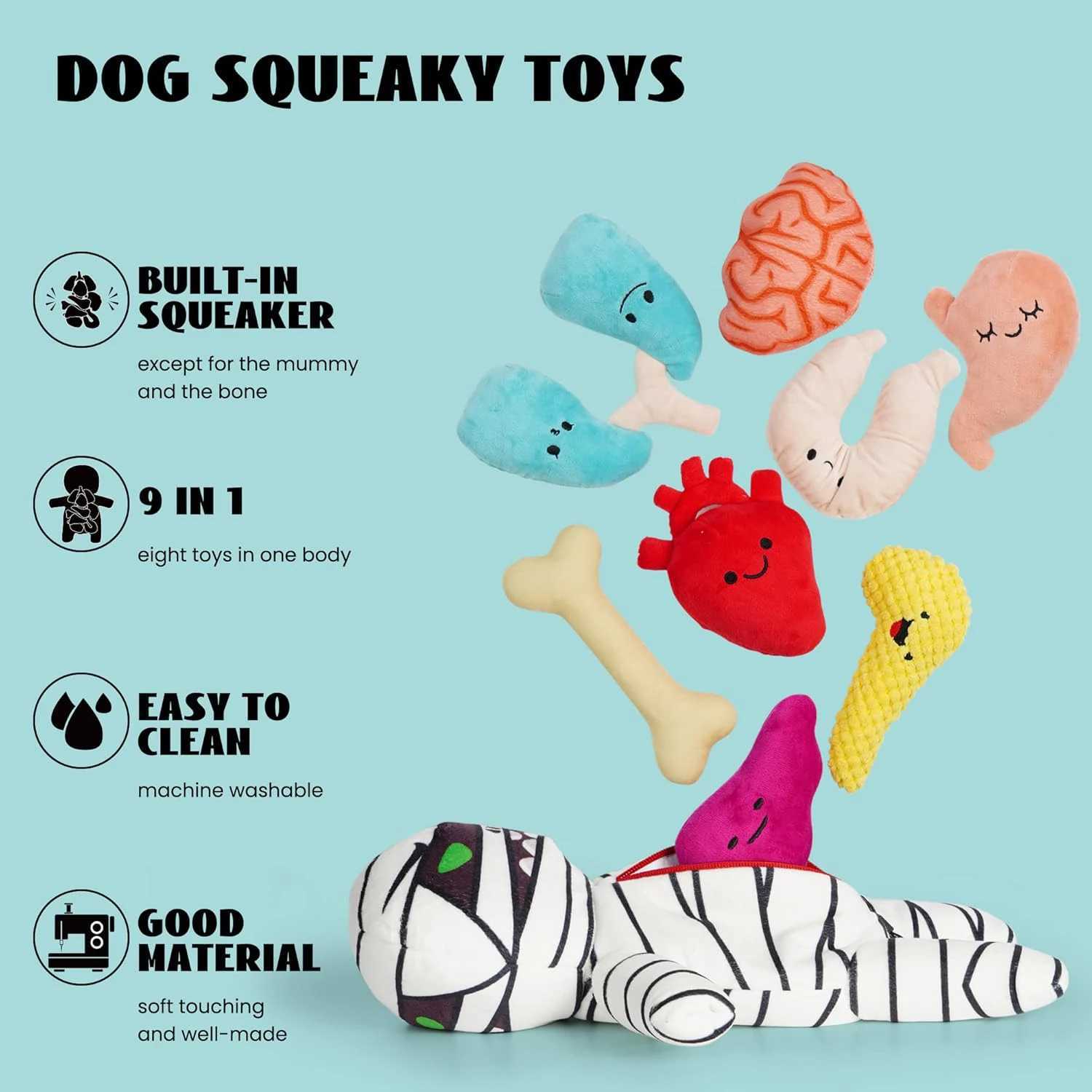 Halloween Zombie Mummy Dog Toys with Organs Funny Cool Squeaky Dog Chew Toys for Puppies Dog Training Hide and Seek Supplies X250913