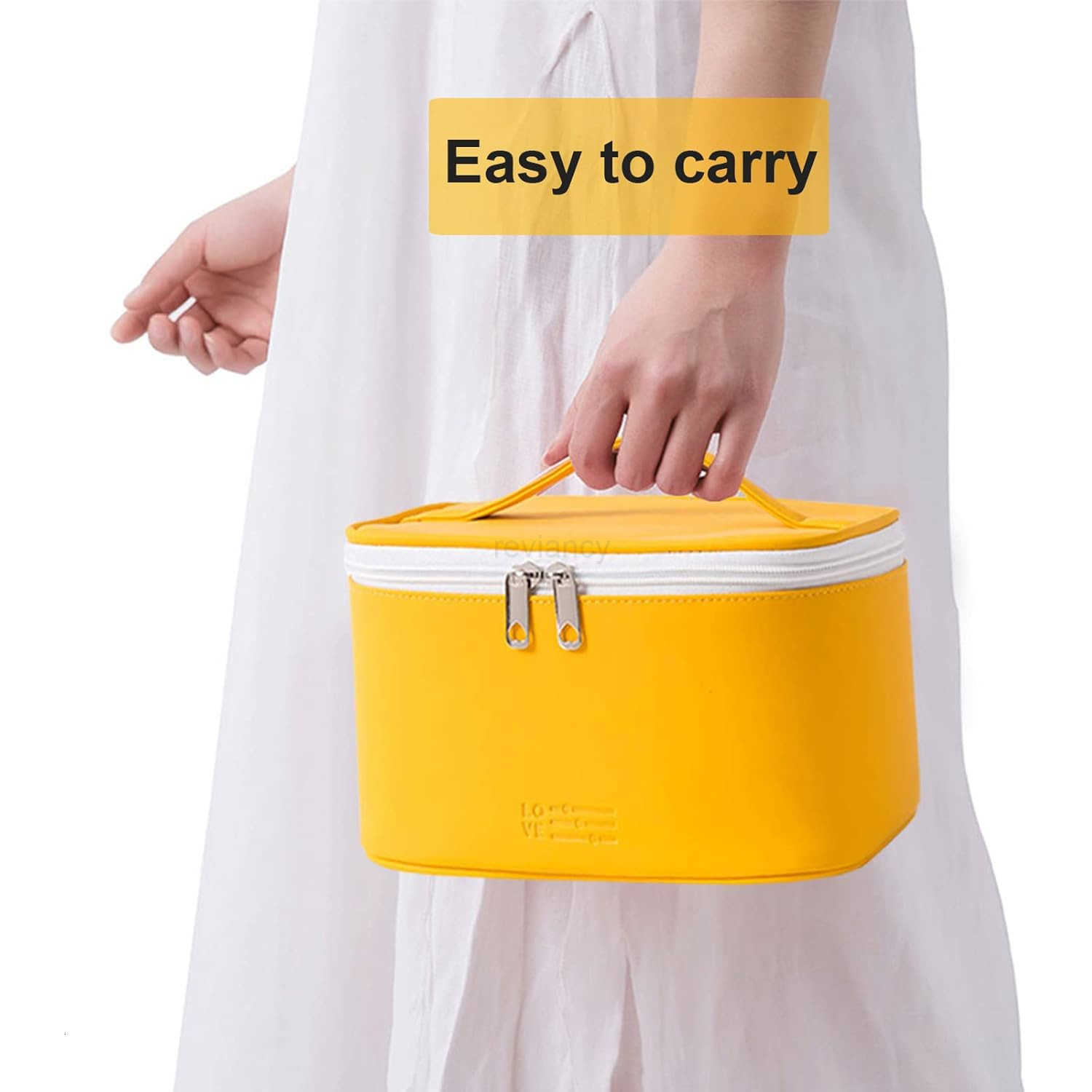 Portable Makeup Bag Cosmetic Bags for Women Medium Pouch Case Purse Make Up Organization WaterproofYellowW250913