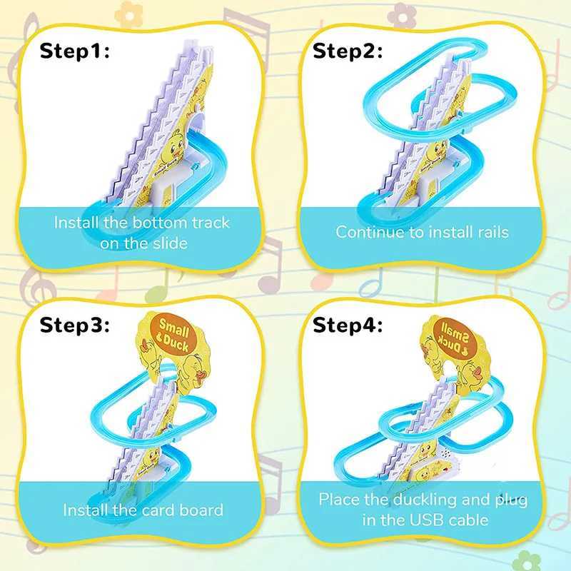 Funny Baby Toys Electric Duck Track Slide Toys Boys Ducks Climb Stairs Toy Baby LED Lights Music Roller Coaster for Kids C250913