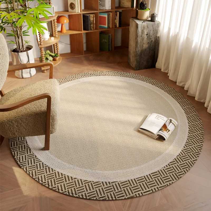 VIKAMA Round Rugs Premium Feeling Light Luxury Bedroom Living Room Dresser Cloakroom Chair Mats Vintage Floor Mats Home Decor C250913