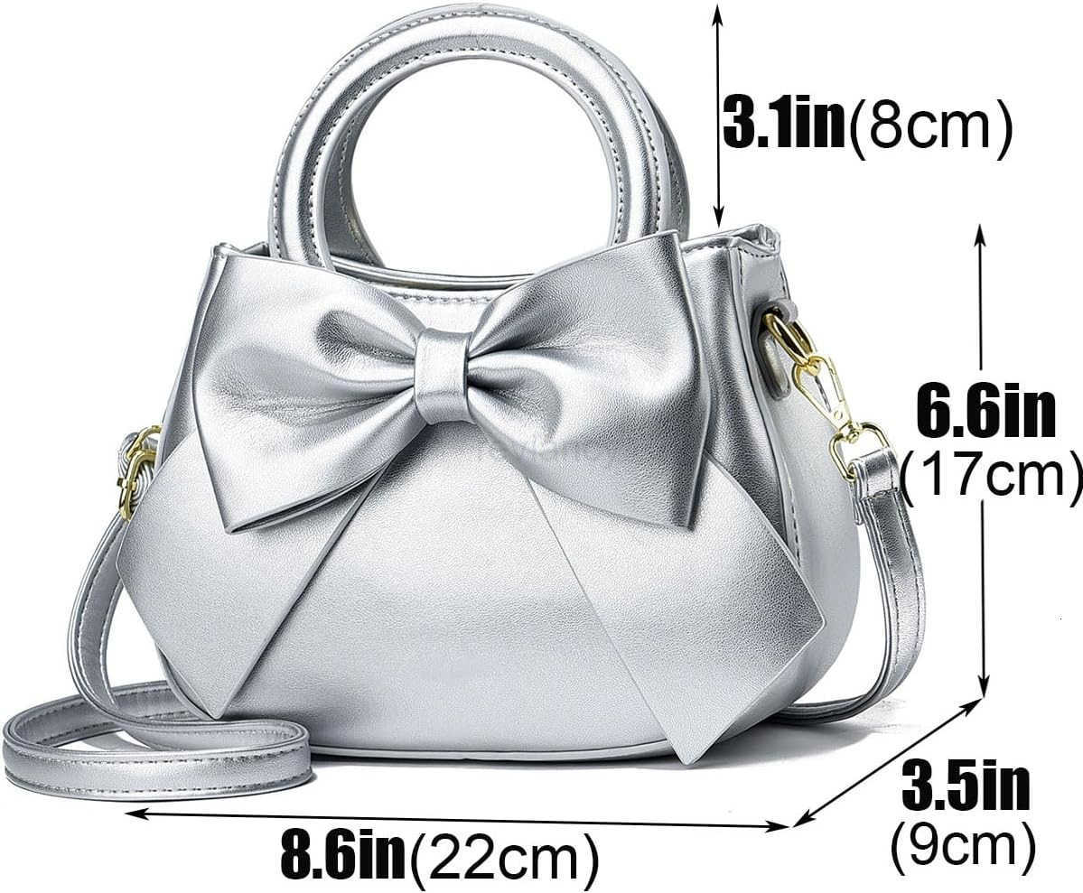 Small Handbags for Women with Top Carry Handle and Cute Bow KnotLeather Purses and OverShoulder StrapW250913