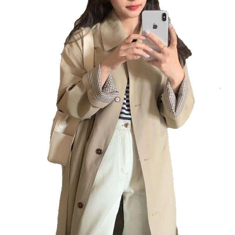 womens coat jackets womens fur coat Designer Trench Coat for Women, Spring and Autumn New Style, Plus Size, Loose Fit, Mid-Length, Versatile, Elegant,