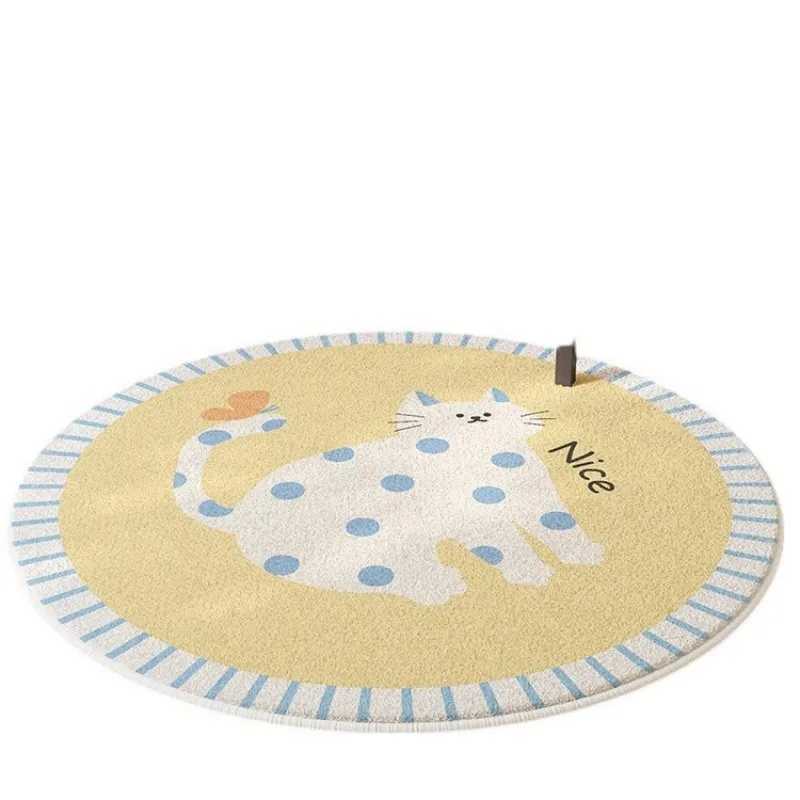 VIKAMA Cartoon Cat Round Carpet Home Decoration Household Living Room Bedroom Nonslip Dirtresistant and Easy to Take Care of C250913