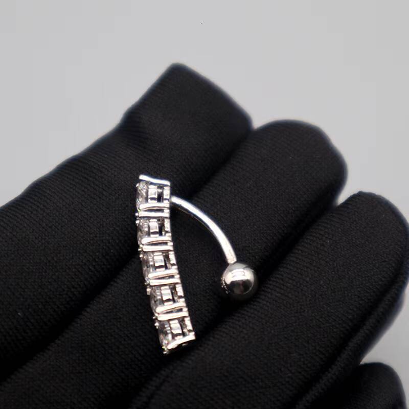 S925 FiveRow Moissanite Diamond Belly Button Ring Shiny Reverse Jewelry Nose Piercing 925 Sterling Silver Sexy Fashion Jewelry