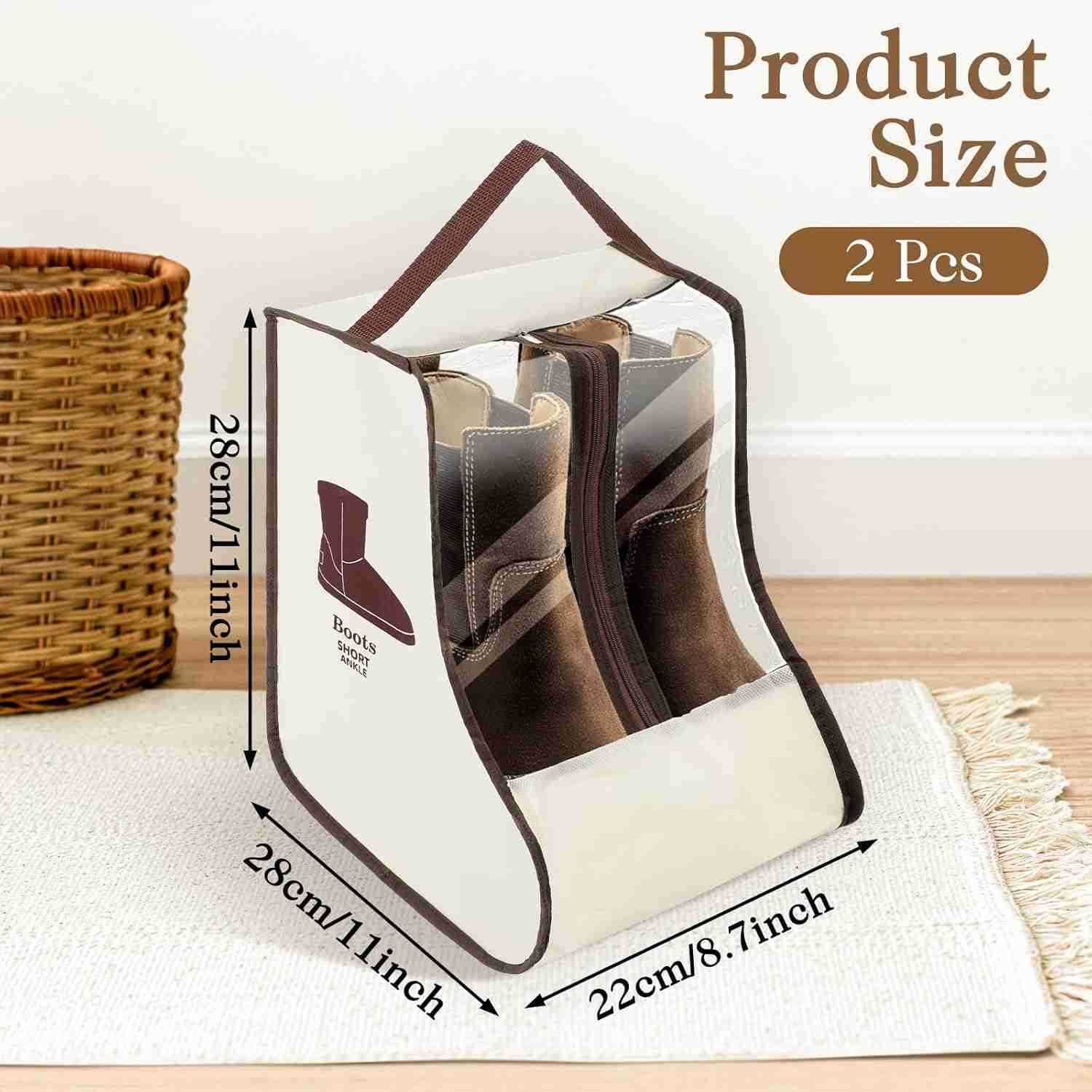 2 Set Boot Storage Bag Portable Boots Protector Bag Dust Proof Travel Shoe Bags with Handle Boots Organizer for Packing Travel and Daily Use ShortW250