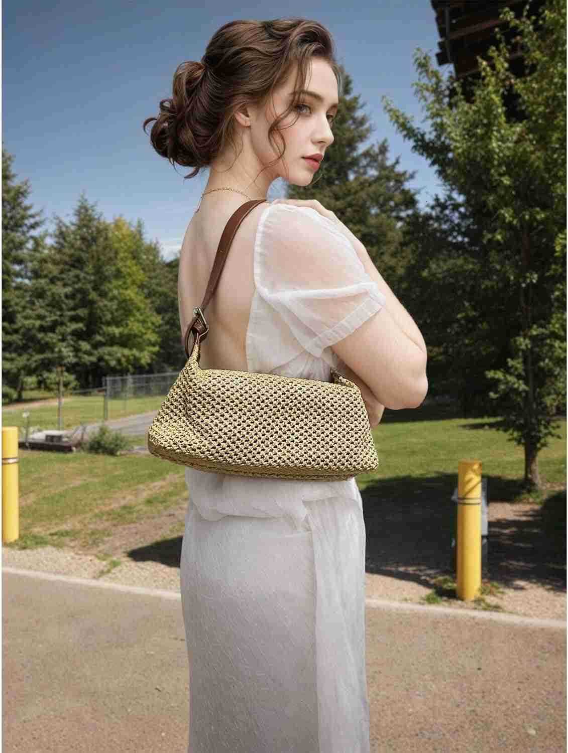 Casual Beach Tote Bag Straw Beach Bag Fashion Shoulder Bag Crossbody Bag For Beach Picnic VacationW250913