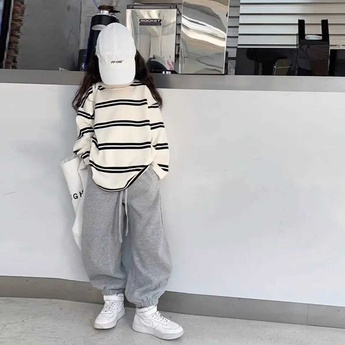 Spring Autumn Girls Cotton Contrast Striped Workout SweatshirtSweatpant Sets School Kids Tracksuit Child Jogging Outfit 516Yrs C250913