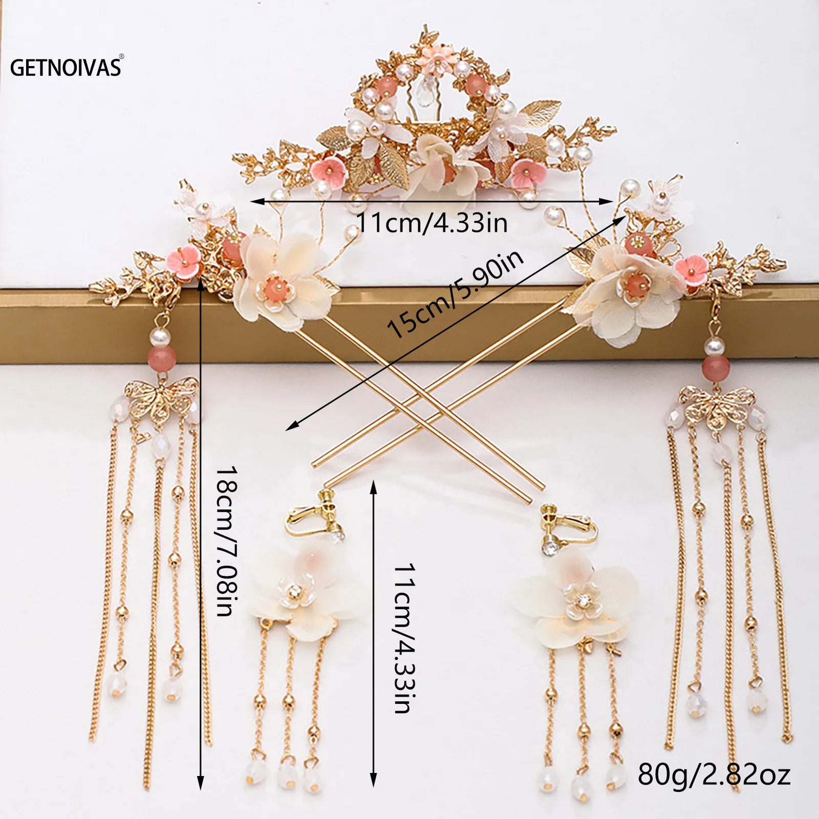 Chinese Hanfu Hair Stick Hairpin Earrings Accessories Set Long Fringed Vintage Flower Handmade Wedding Jewelry y250915