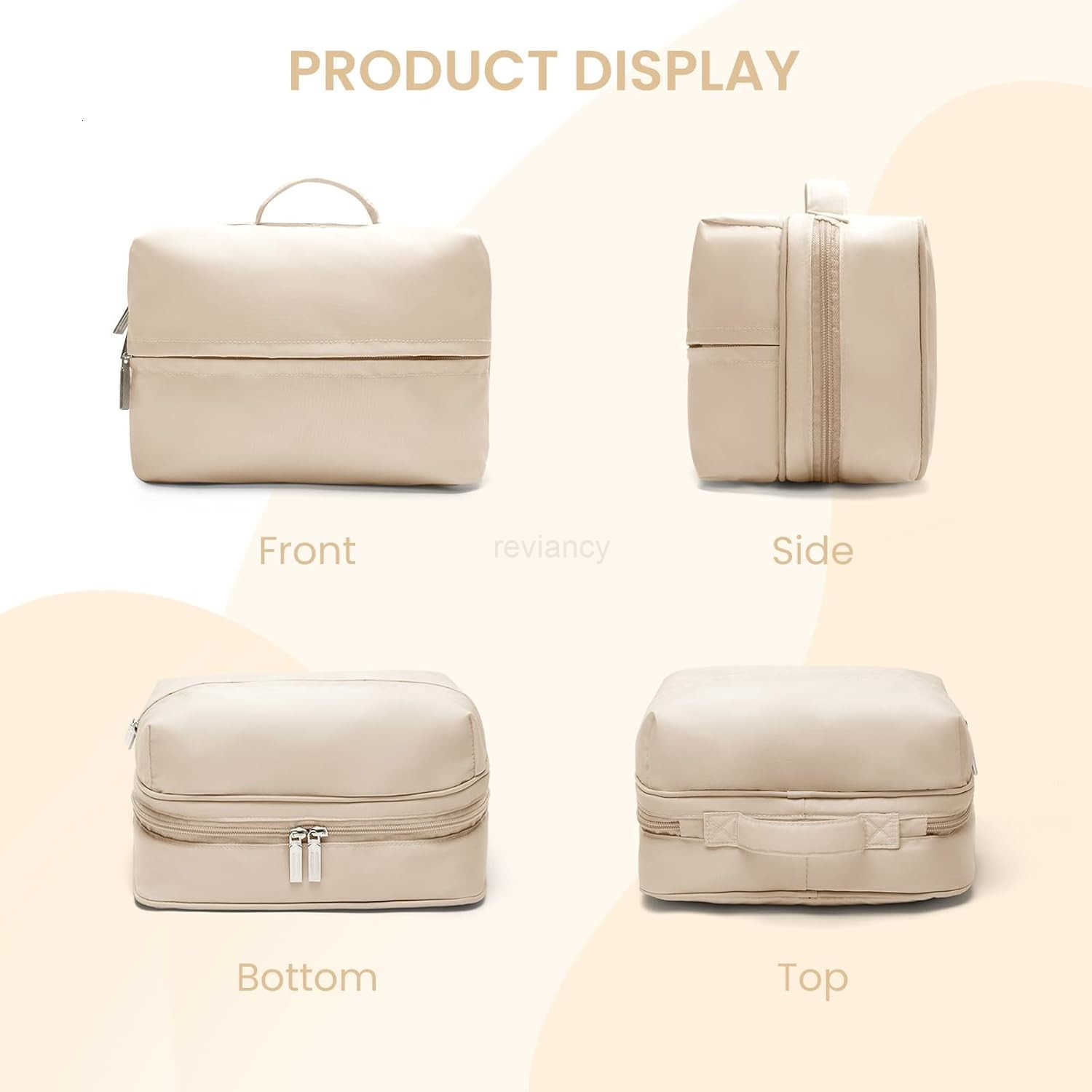 Travel Cosmetic Bag Women Portable Makeup Case Organizer Wideopen Toiletry Pouch for Cosmetics Toiletries khakiW250913
