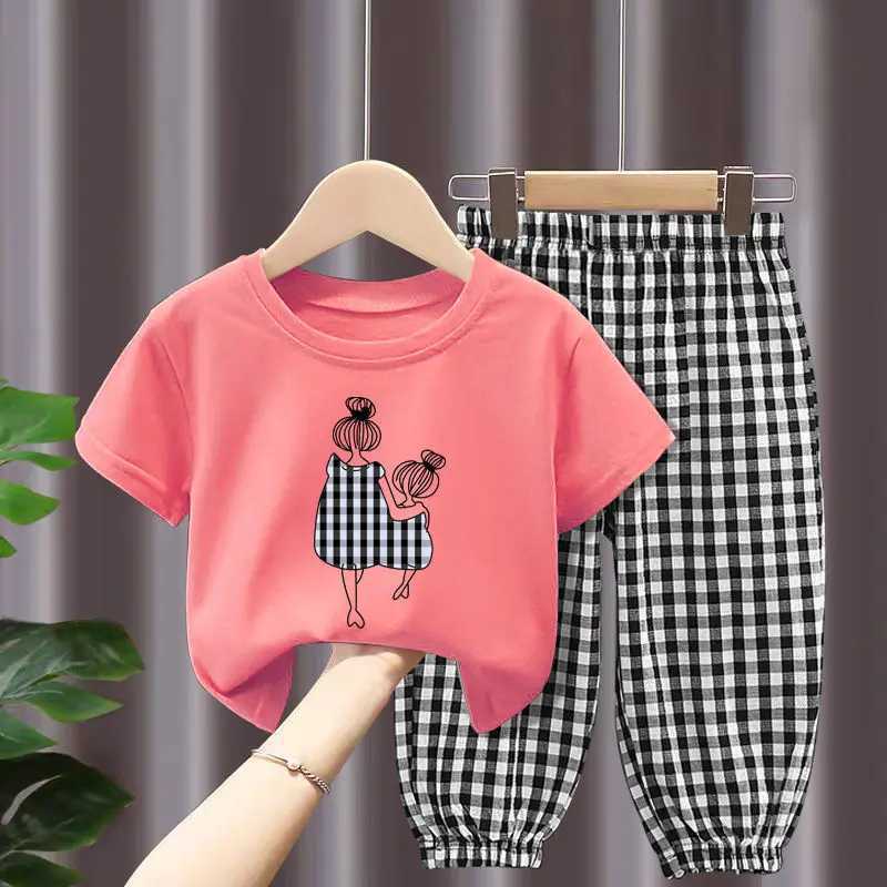 Summer Sets Childrens Clothing Girls Mother Kids Toddler Clothes Cute Fashion Cotton Tshirt Top Pants 2pcs Baby Girl Clothes C250913