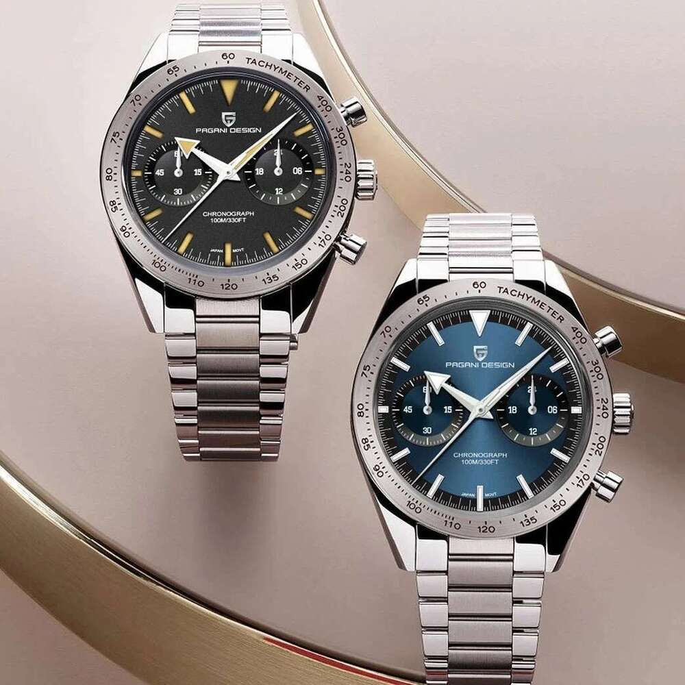 PAGANI DESIGN 2024 Mens watches Moon Quartz Watch men speed Sport waterproof Chronograph AR Sapphire VK64 Steel Retro Luminous