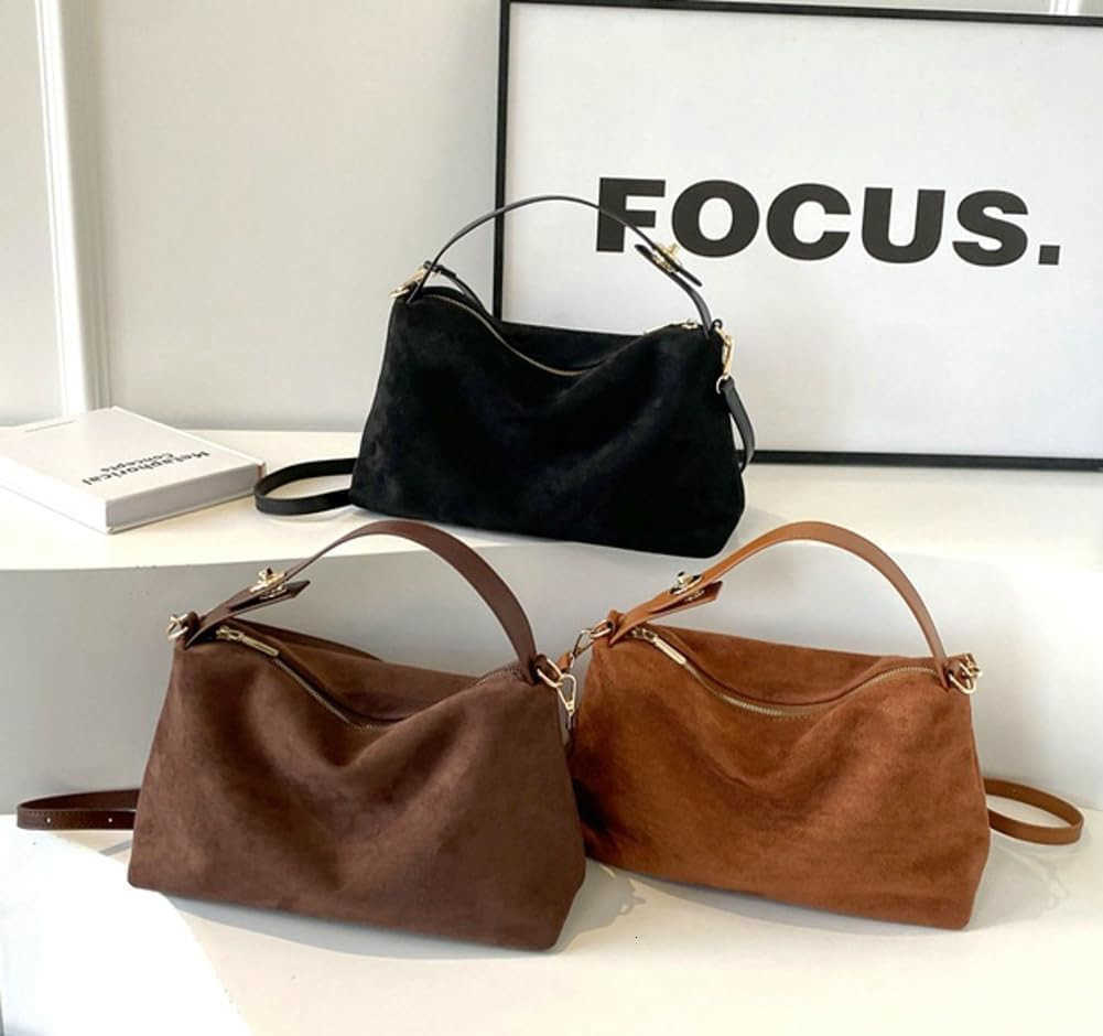 Slouchy Suede Cloud Hobo Bags Women Crescent Satchels Shoulder Bag Crossbody Phone Purse Trendy Tophandle Tote HandbagW250913